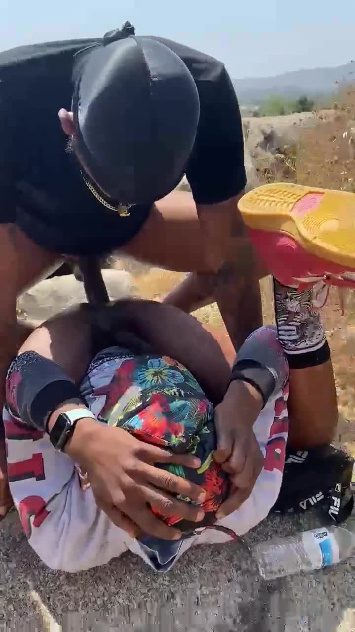 Two horny young black fucking at the beach