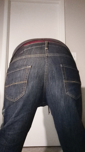 Flashing my ass in denim jeans.