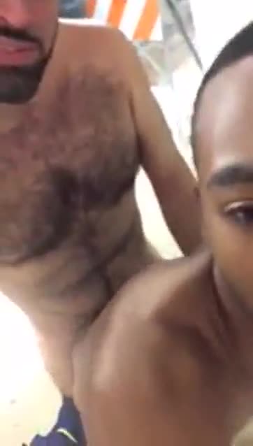 Hairy white bear pounding a hot young black dude