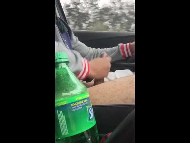 Stroking off my thick dick in the car