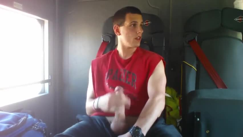 Gorgeous college Jock jerking his huge cock and shooting a load