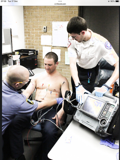 Ecg leads on a man’s chest