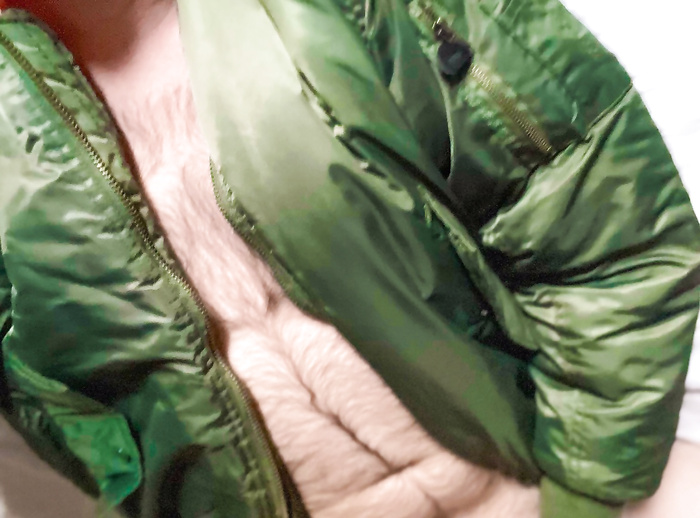 Love wearing my bomber in bed