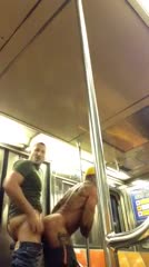 Military muscle guy fucking a horny black dude in a subway train