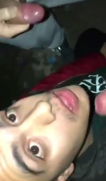 Young dude eating three loads from big uncut cocks